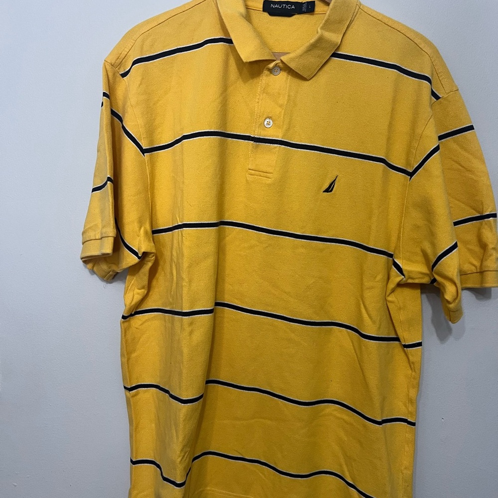 Nautica Yellow Polo with Navy Stripes